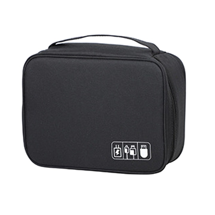 Geanta pentru accesorii electronice, Enforose, multifunctionala, 30x20x10cm, negru