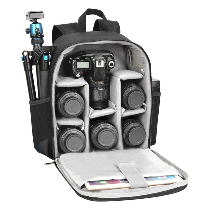 Rucsac profesional compact pentru aparat foto DSLR, Enforose, design personalizabil, acces rapid