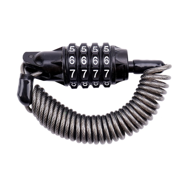 Blocare cu combinatie resetabila, Enforose, 4 cifre, cablu flexibil, 5,9 ft