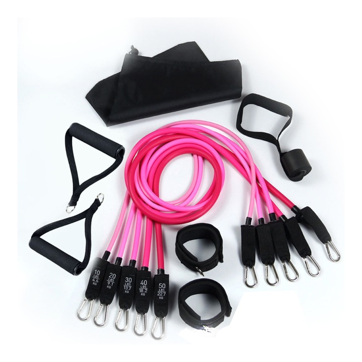 Комплект ластици Enforose, регулируемо съпротивление, широки дръжки, стоманена дръжка, идеален за жени, преносим