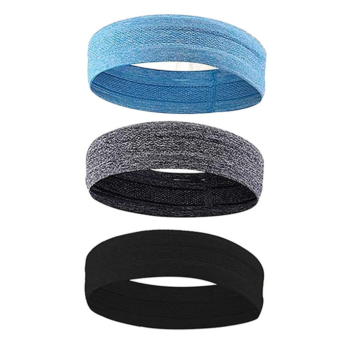 Set 3 bandane de cap Enforose, poliester si spandex, antiderapante, multicolor