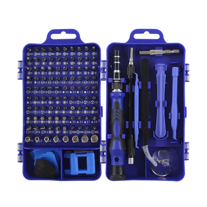 Enforose többfunkciós csavarhúzó készlet, 45 króm-vanádium acél bit, ergonomikus csúszásmentes fogantyú, hordozható tároló doboz