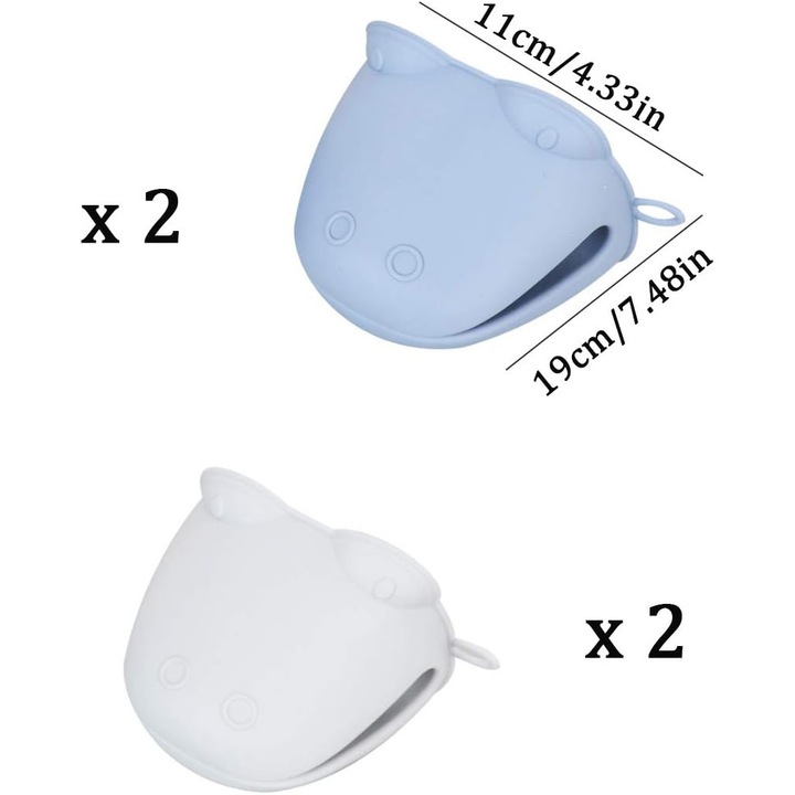 4 db szilikon konyhai kesztyű szett, hőálló, többszínű, mini