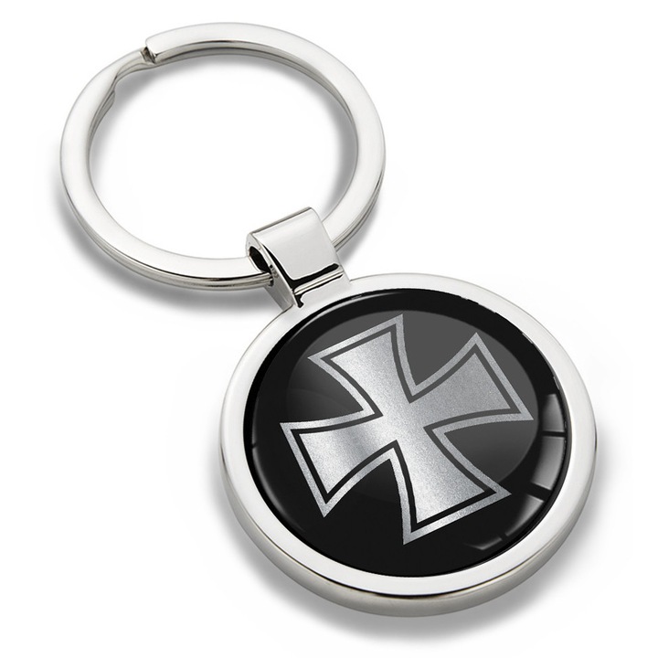 Fém kulcstartó díszdobozzal, Biomar Labs, Silver Cross, unisex, 3D, ezüst, KK 280