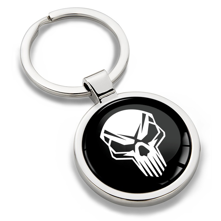 Fém kulcstartó díszdobozzal, Biomar Labs, koponya, unisex, 3D, ezüst/többszínű KK 164