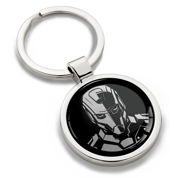 Breloc metalic cu cutie cadou, Biomar Labs, Robot, Bot, unisex, 3D, Argintiu/Negru, KK 180