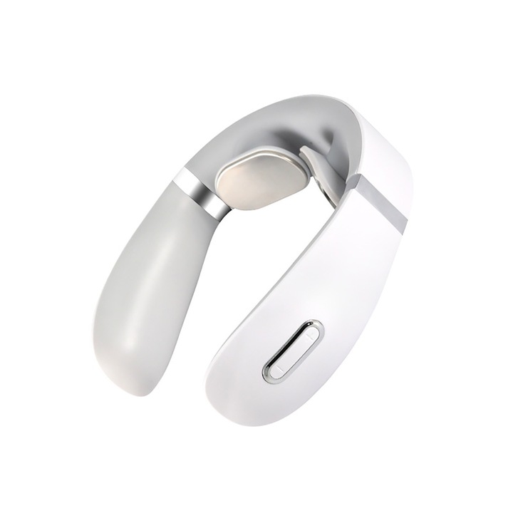 Масажор за врата, електрически импулсен масажор, топъл компрес, преносим, бял