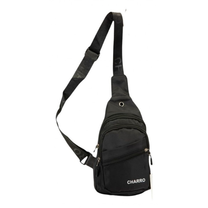Мъжка чантичка CHARRO crossbody, Едно рамо, Водоотблъскваща, Регулируема, Размер: 30х15 сантиметра, Цвят: Черен