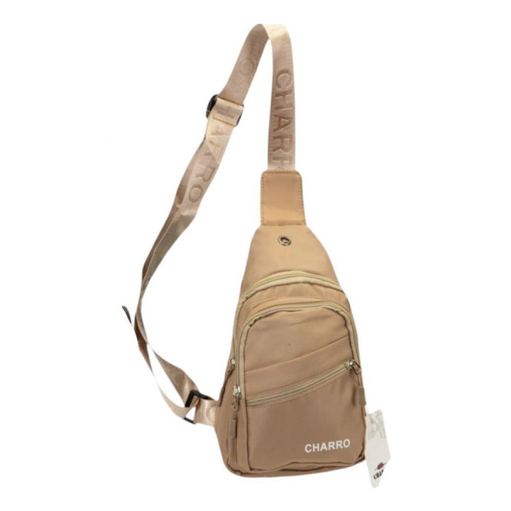 Мъжка чантичка CHARRO crossbody, Едно рамо, Водоотблъскваща, Регулируема, Размер: 30х15 сантиметра, Цвят: Бежов