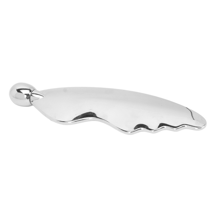 Комплект за масаж на лице Gua Sha, инструмент за отслабване на дълбоки тъкани Guasha, 3D двуглав валяк, физиотерапия, пръчка за остъргване на дълбоки тъкани, сребърен