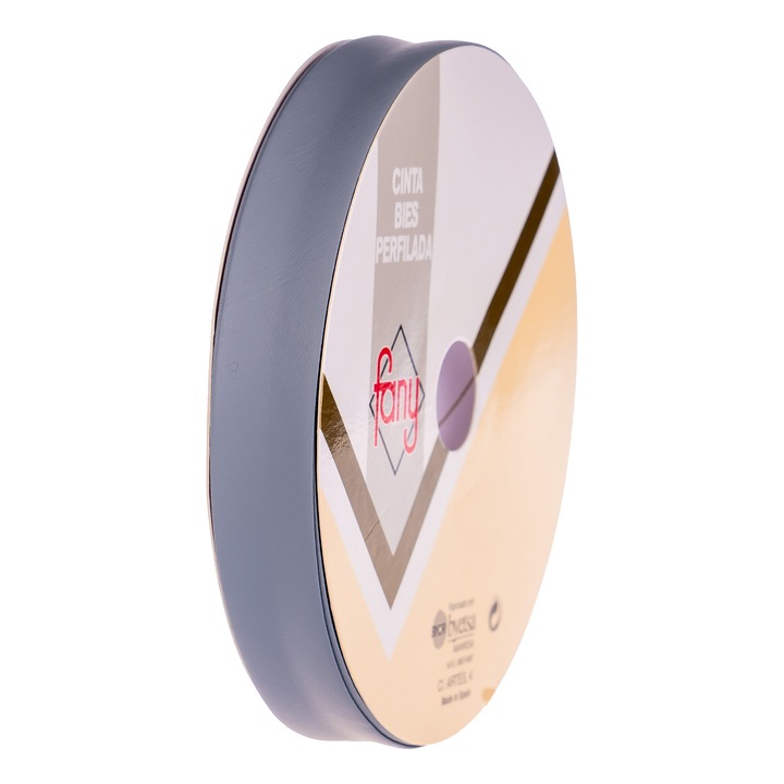 Snur din piele Byetsa, gri, 18 mm, pliat dublu, cu material textil cu efect de piele, pentru cusut si decor – rola 20 m