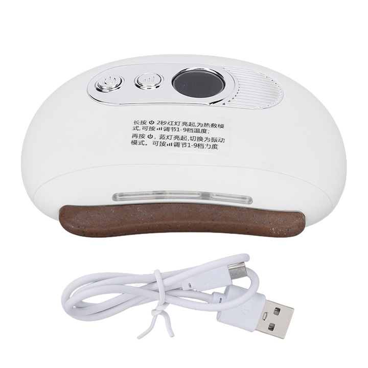 Aparat masaj electric portabil, 9 trepte incalzire si vibratii, lumina rosie, ABS, 600mAh