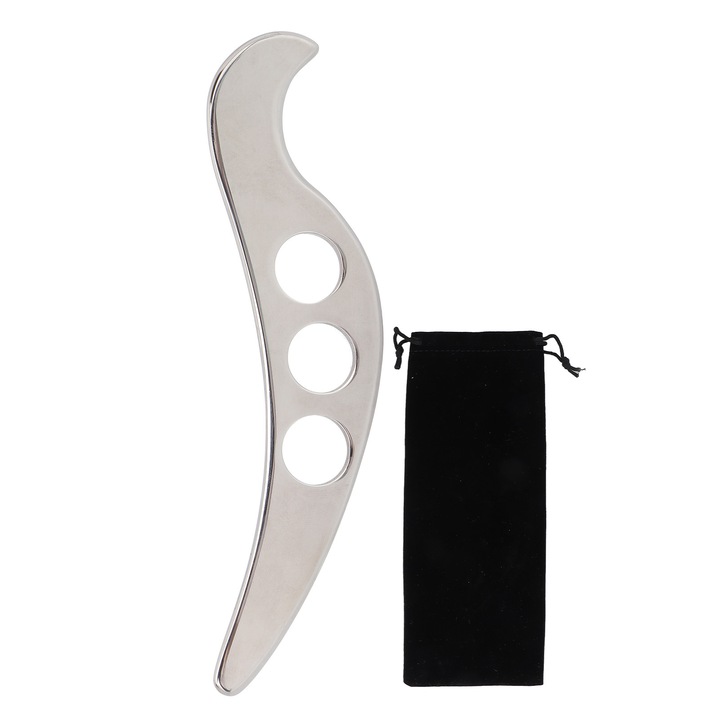Instrument masaj multifunctional, inox, ergonomic, portabil, 15x7cm
