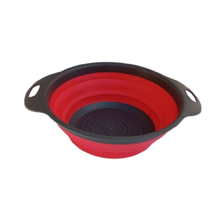 Strecurătoare pliabilă pentru fructe și legume, 30x30cm, rosu/gri