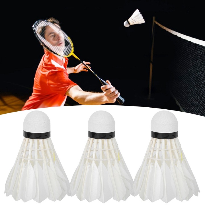 Fluturasi Enforose, set 3 bucati, pene de gasca, cap de minge elastic, rezistent la uzura, usor