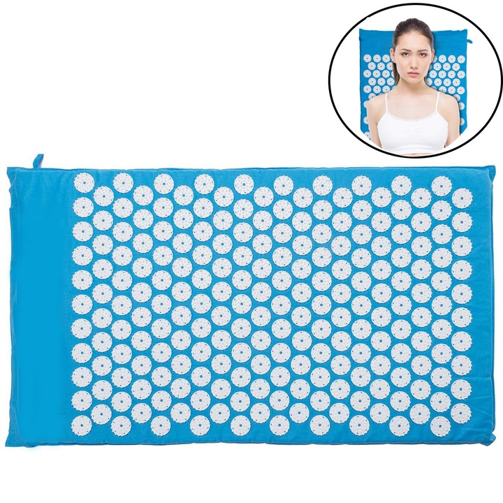 Saltea de presopunctura, AMRINUGL, Silicon, Albastru, Set Healing Touch