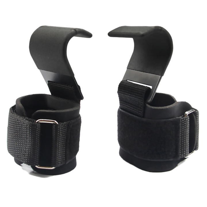 Carlige ridicare greutati, Enforose, neopren, design robust, negru