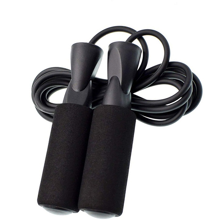 Coarda de sarit reglabila neagra 9'8" cu manere din spuma