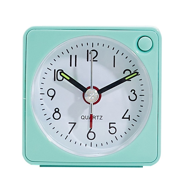 Ceas decorativ Enforose, cu alarma cu volum crescator, iluminare nocturna, dimensiuni 10x15x5cm