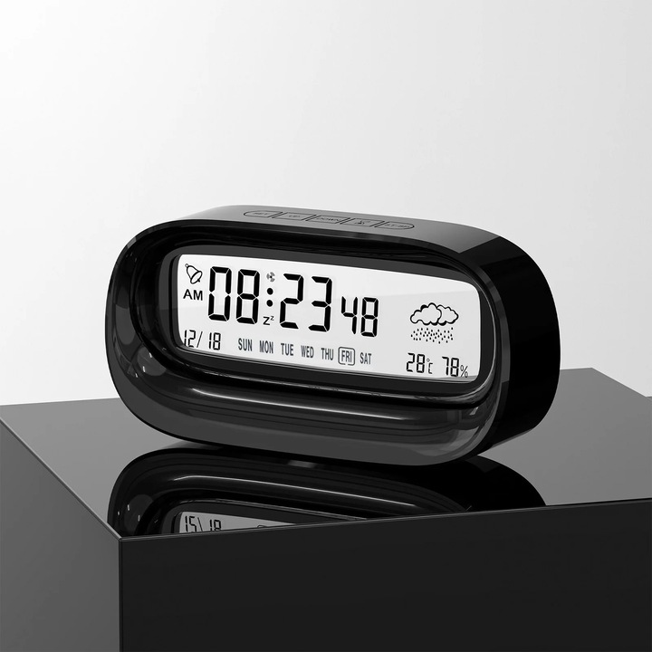 Ceas desteptator digital YANYXR multifunctional negru 16.1x9.5x4.5cm