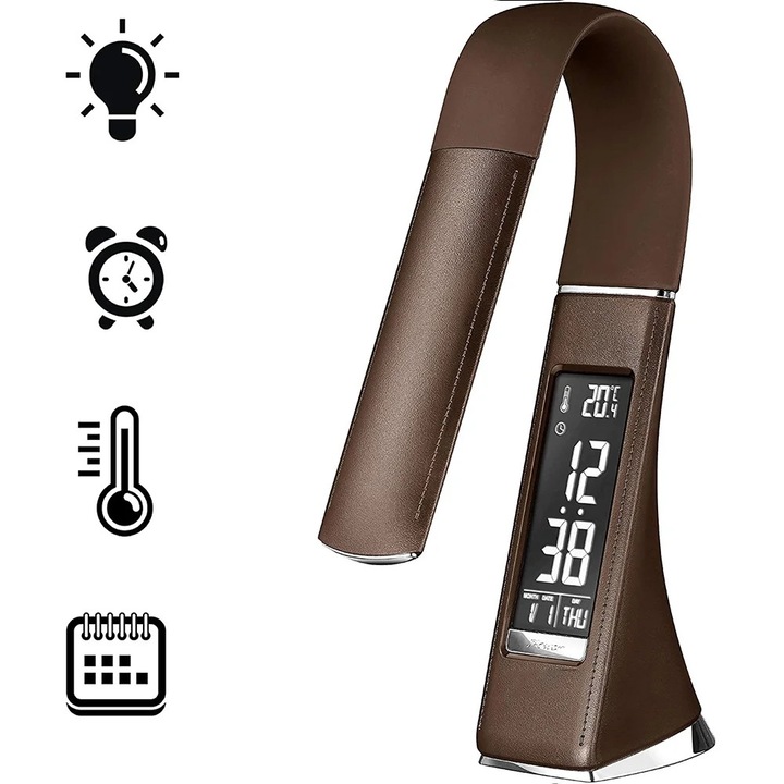 Lampa de birou multifunctionala ZYBLSSBB, pliabila, negru-maro, 90x65x495mm