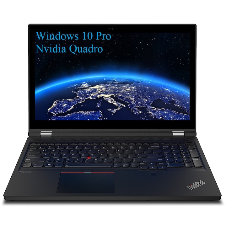 Laptop Lenovo ThinkPad P15 Gen 1 (Intel), 15.6" FHD IPS, Intel Core I7-10750H, 96GB DDR4, 2 x 1TB SSD m2 PCIe, NVIDIA Quadro T1000 4GB GDDR6, Windows 10 Pro, Black