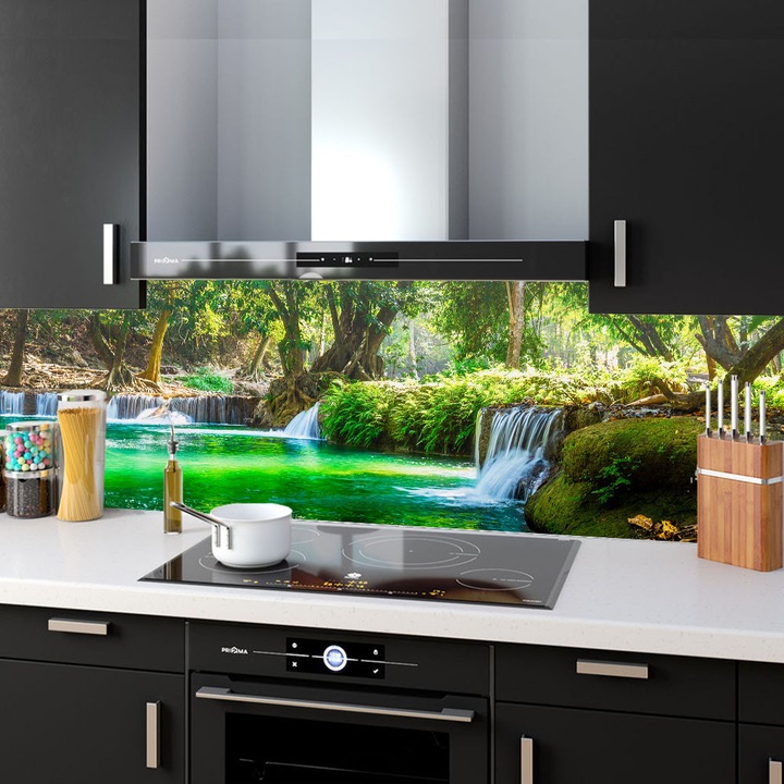 Комплект от 2 декоративни панела от закалено стъкло за кухня, защита за печка, защита срещу пръски, oct047 200x60cm