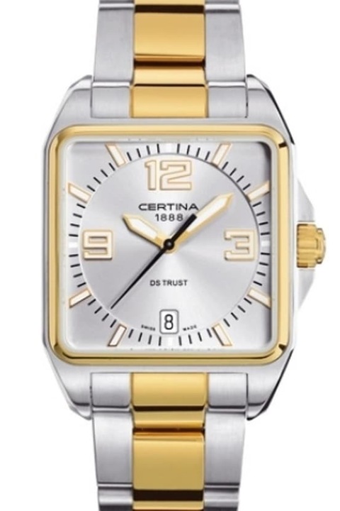 Certina, Uniszex két színárnyalatú karóra szögletes számlappal, Ezüstszín, Aranyszín