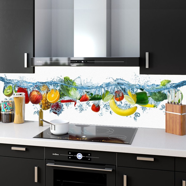 Set 2 panouri decorative din sticla securizata pentru bucatarie, protectie aragaz, antistropire, oct054 200x60cm