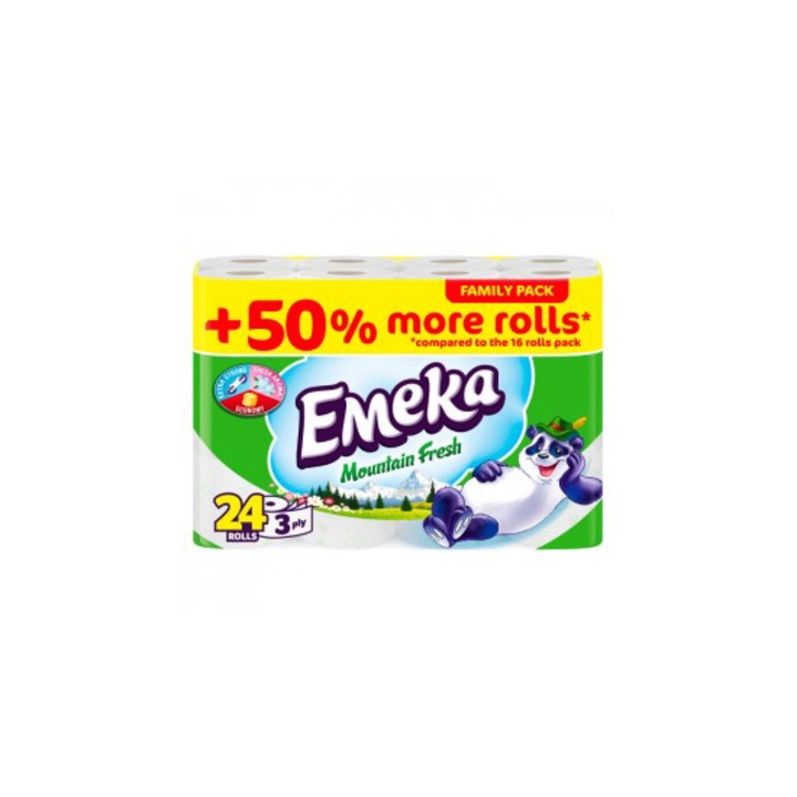 Emeka toalettpapír 3 rétegű 24 tekercs, Mountain Fresh