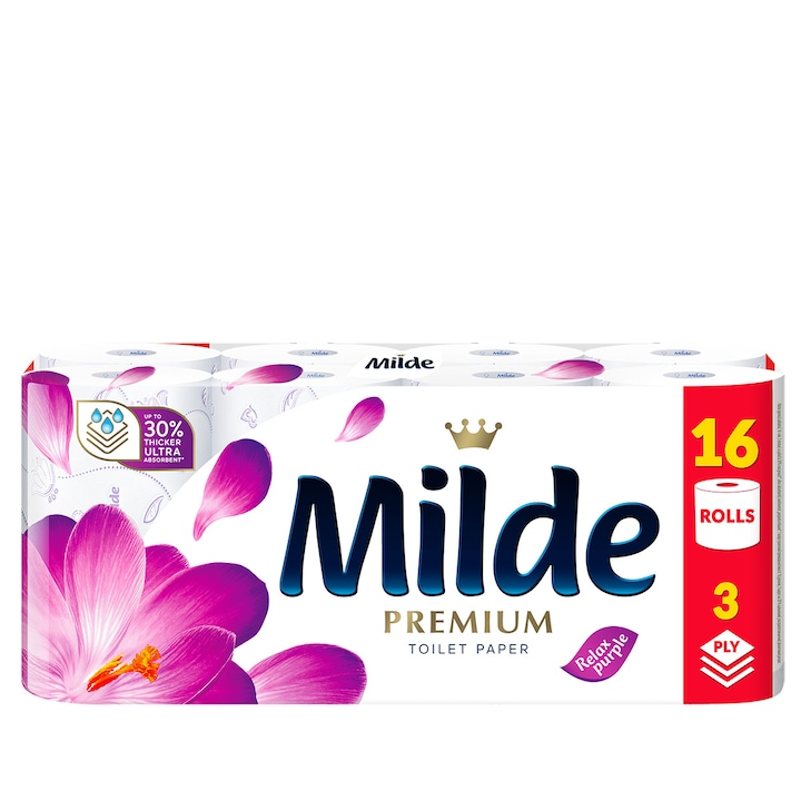 Hartie igienica Milde Relax Purple, 3 straturi, 16 role