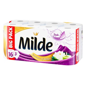Hartie igienica Milde Relax Purple, 3 straturi, 16 role Hartie igienica Milde Relax Purple, 3 straturi, 16 role