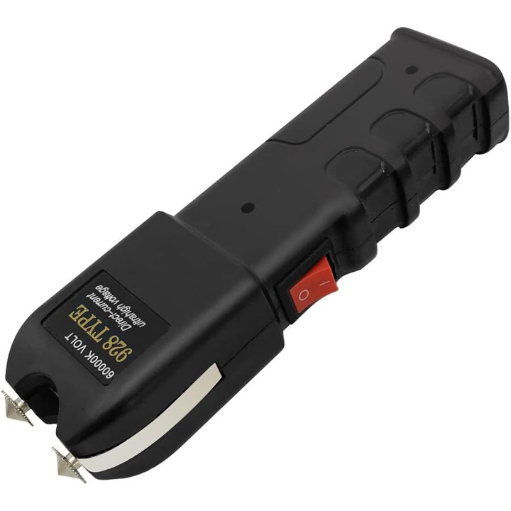 Electrosoc si Lanterna, LED, Pentru Autoaparare, Acumulator, Model 928, Husa Material Textil, 16 cm, Negru Glossy, Dalimag