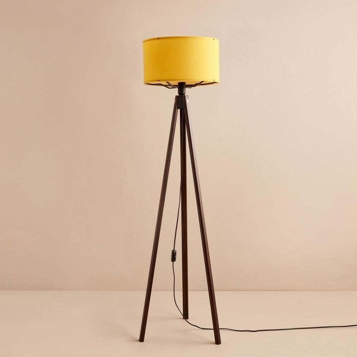 Lampadar AYD-3448, galben/nuc, lemn/material textil, 21x140 cm