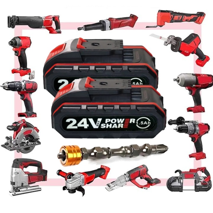 2 db 24 V-os Li-Ion akkumulátor készlet, kompatibilis a 88VF/48VF/36VF/24VF akkumulátorokkal, 1,5-10,0 Ah + mágneses bit AJÁNDÉK