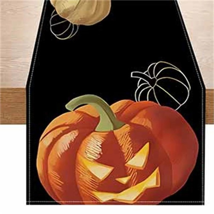 YANYXR Halloween asztalterítő, tök és koponya mintával, poliészter, 110g
