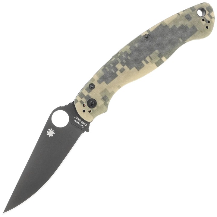 Cutit Pliabil, Spyderco, Military 2 Camo G10, Black Dlc Plain, CPM S30V, 102 mm, 122 g, Camuflaj, Compression Lock, Pentru Barbati, Pentru Vanatoare