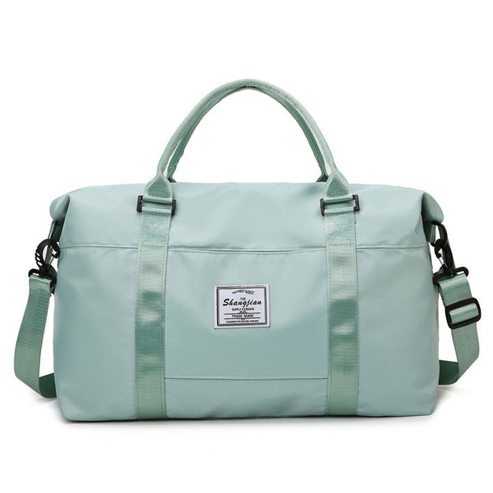Пътна чанта, удобна за самолет чанта за пътуване, с регулируема презрамка, водоустойчива, издръжлива, лека, против кражба, дишаща, устойчива на надраскване, лесна за сгъване и почистване (сиво зелено)