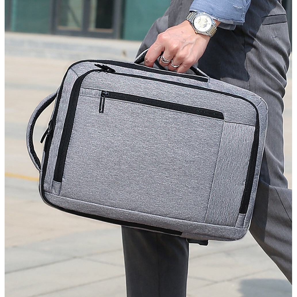 Rucsac de calatorie 16 inch, AMRINUGL, impermeabil, design anti-furt, Gri