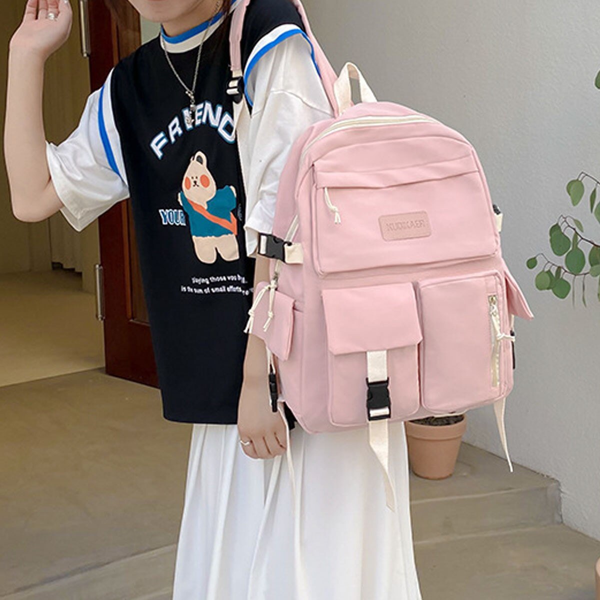 Rucsac laptop femei Enforose, anti-furt, compartimente multiple, curele confortabile, culoare abanos