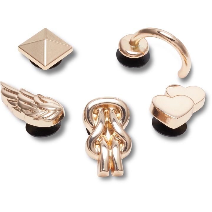 Crocs, Accesoriu incaltaminte Jibbitz, Elevated Gold Gurl, 5 bucati, Multicolor