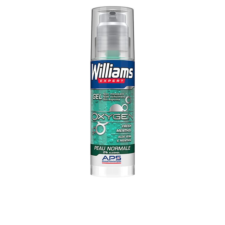 Gel de ras Williams Expert Oxygen, 0% alcool, pentru piele normala 150 ml
