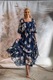 MIAU by Clara Rotescu, Rochie maxi din amestec de matase Siera, Roz somon, Bleumarin, 38