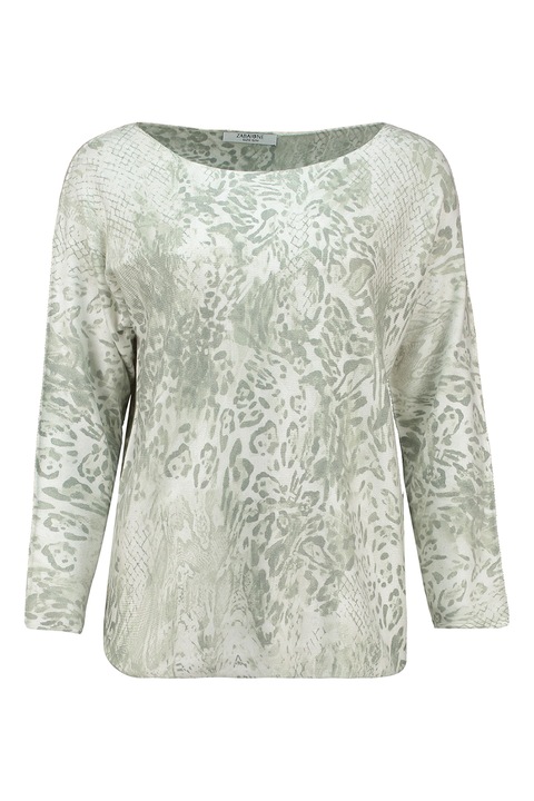 ZABAIONE, Bluza cu animal print, Verde pal