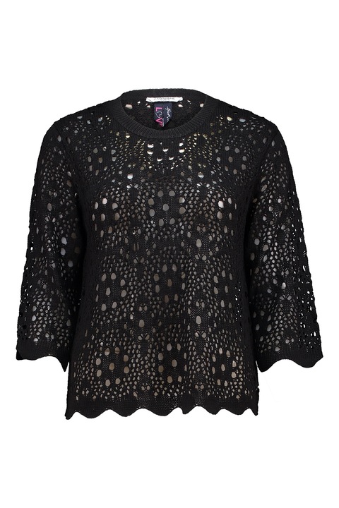 ZABAIONE, Bluza cu decolteu la baza gatului, cu decupaje, Negru