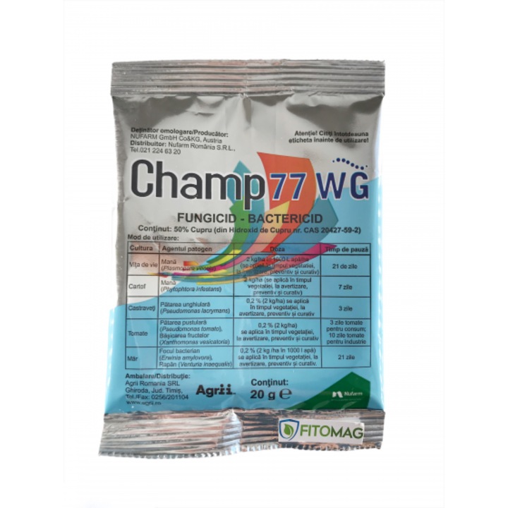 Fungicid Champ 77 WG, 20 grame(hidroxid de cupru 50)