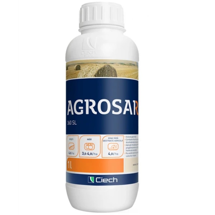Erbicid total sistemic, post emergent, neselectiv, glifosat (buruieni monocotiledonate si dicotiledonate, anuale si perene), Agrosar360 SL, 1 litru