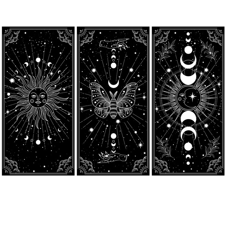 Декоративен стикер Feicaeesa, Черна луна, Самозалепващ се, Стенен, 60x30см