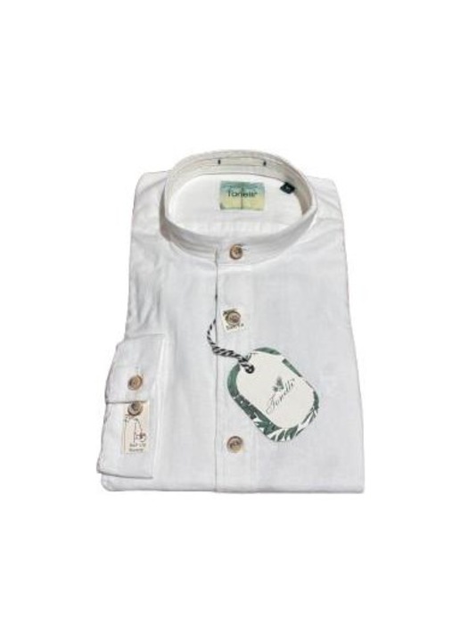 Camasa pentru barbati cu guler tunica, Tonelli, Slim Fit, Alb