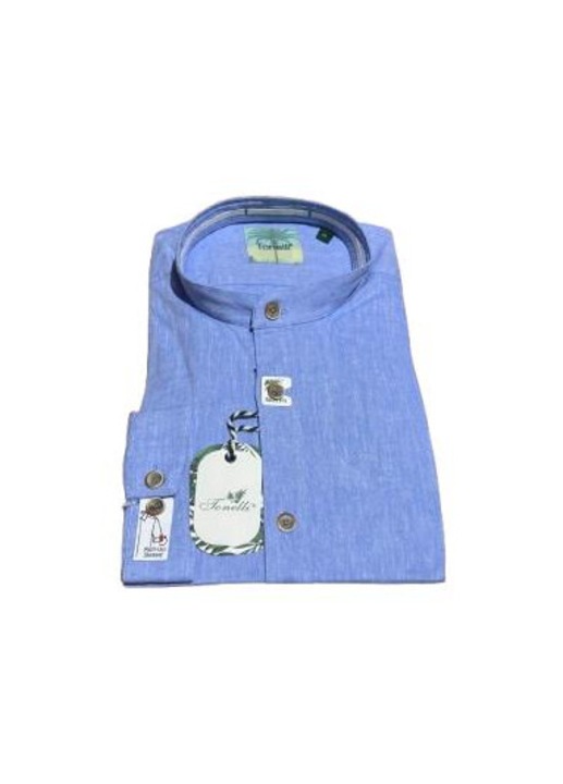 Мъжка риза с яка туника, Tonelli, Slim Fit, Син